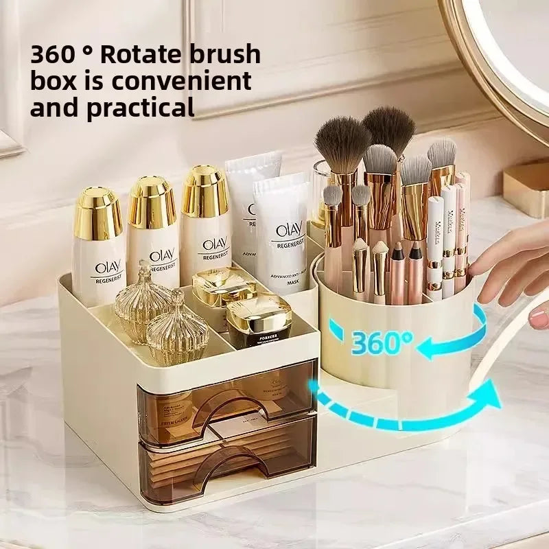 Luxury Cosmetic Brush Storage Box – Multi-Functional Vanity Organizer - Clarify.pk