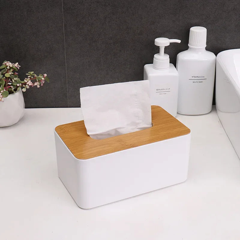 Japanese Bamboo & Wood Tissue Box – Multi-Functional Storage Organizer