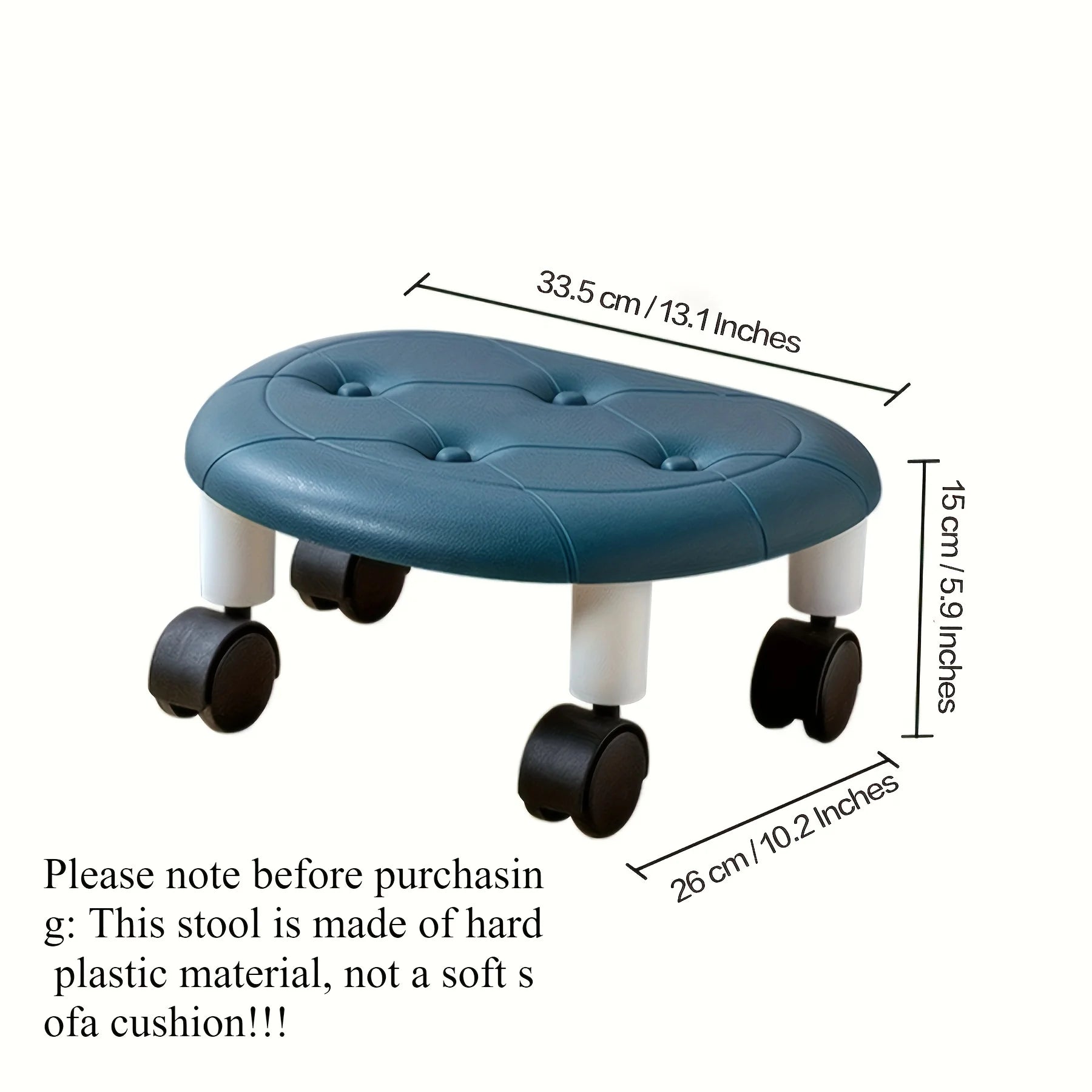 Rolling Low Stool with Wheels - Durable Plastic Oval Footstool, 360° Casters - Perfect for Entryway Shoe Changing, Bathroom
