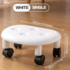 Rolling Low Stool with Wheels - Durable Plastic Oval Footstool, 360° Casters - Perfect for Entryway Shoe Changing, Bathroom