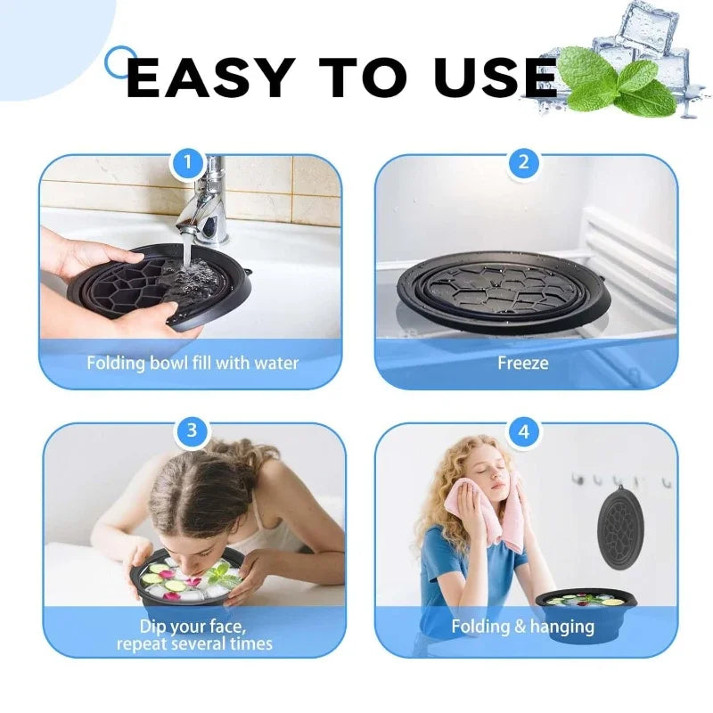 Silicone Ice Face Wash Bowl - Foldable Cold Compress Facial Tool