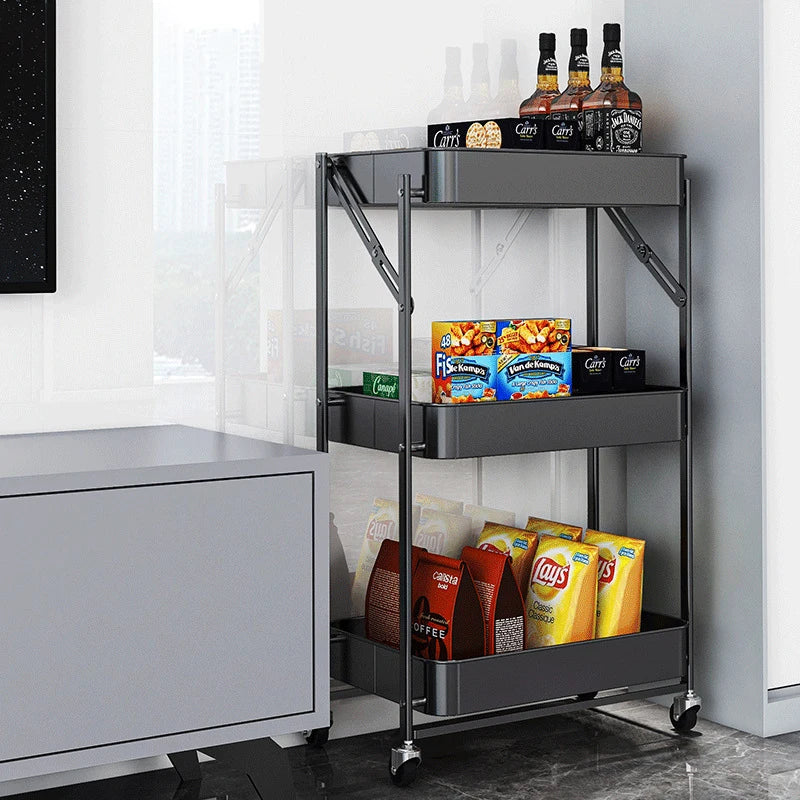 Dining Furniture Hairdressing Salon Tools Trolley Hand Cart with Wheel Movable 3-layer Furniture Rack Metal Beauty Salon Cart