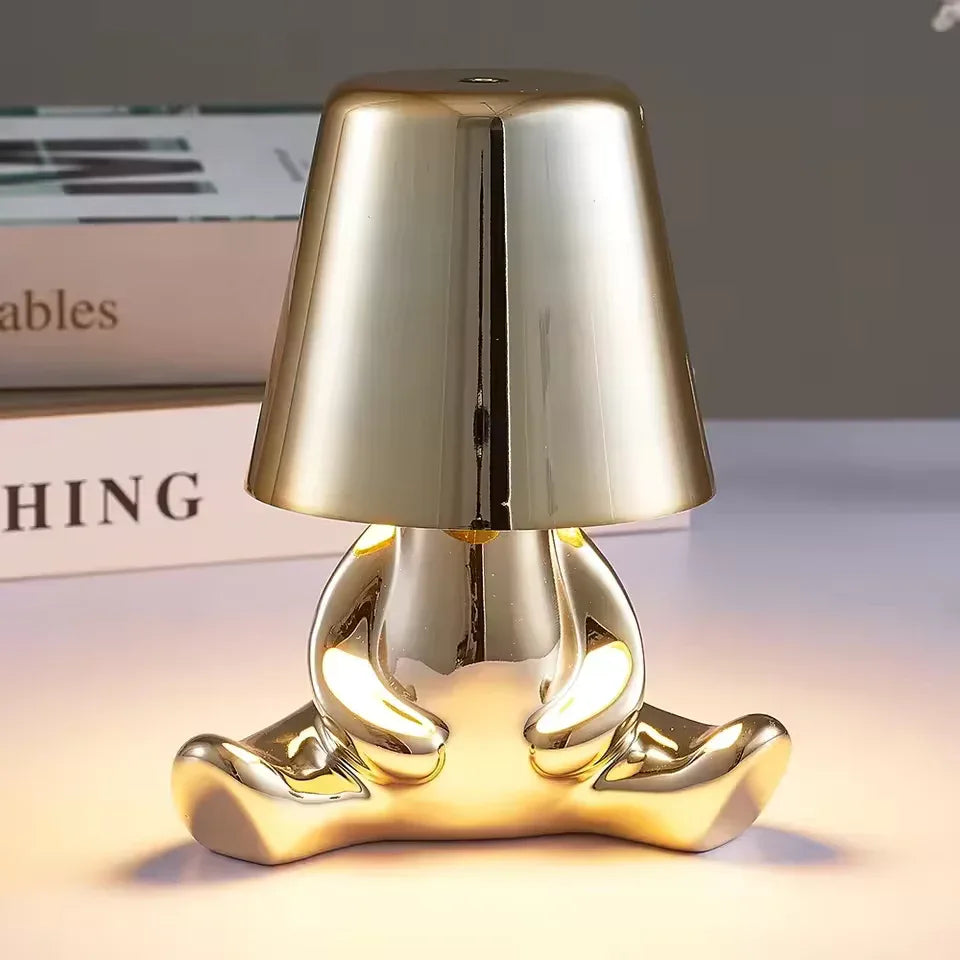 Metallic Lazy Man Character Lamp – Creative Bedside & Desk Light (Rando Design) - Clarify.pk