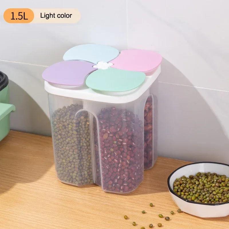 4 Grids Kitchen Cereal Storage Box – Airtight Food Container - Clarify.pk