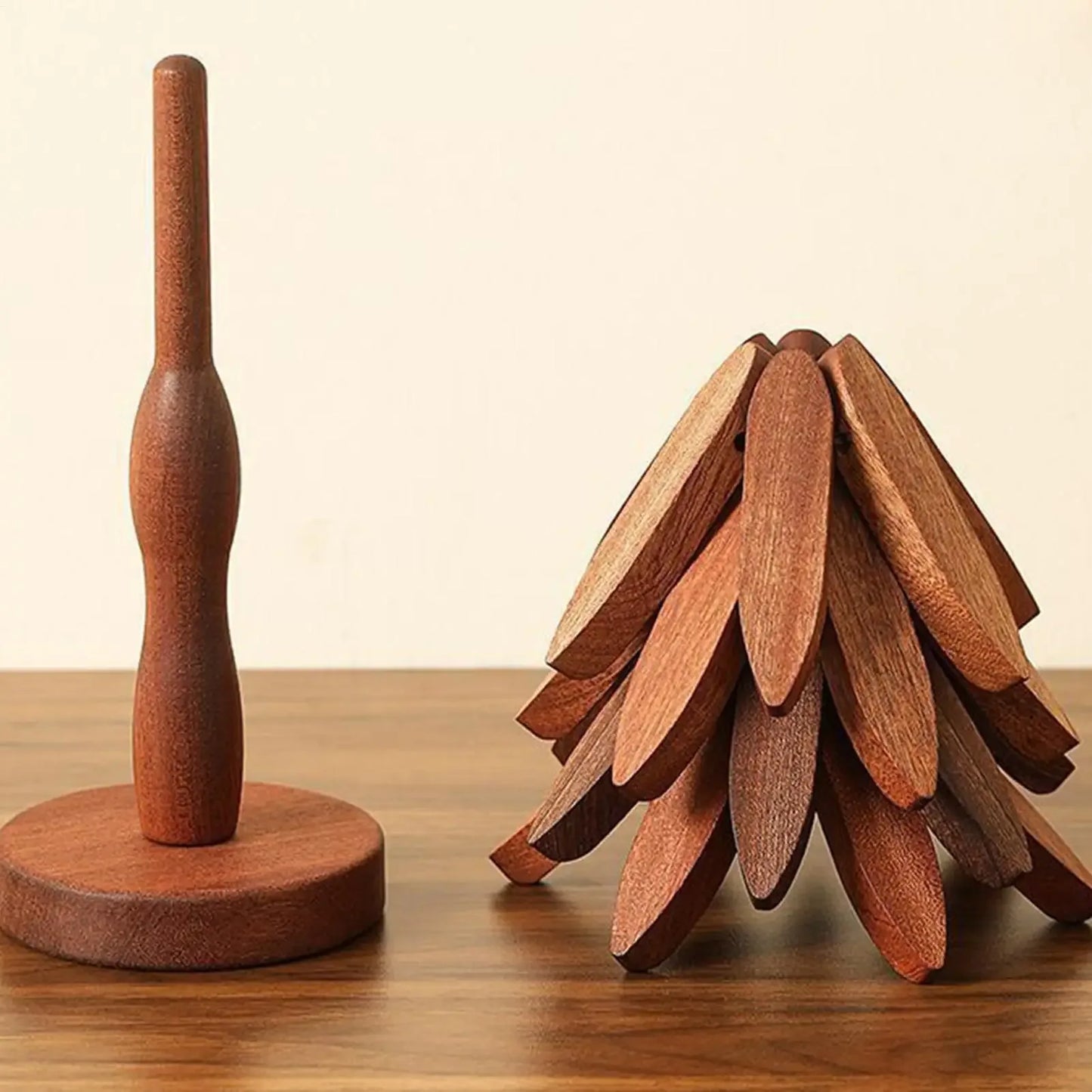 Wooden Tree-Shaped Foldable Trivet – Heat-Resistant Table Stand - Clarify.pk