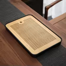 Bamboo & Melamine Rectangle Tea Tray