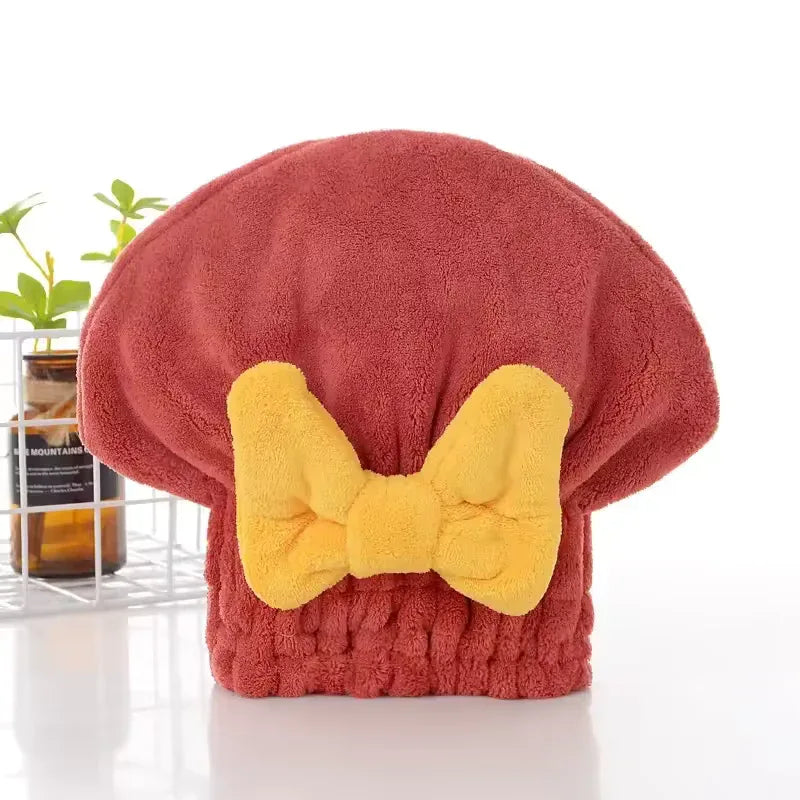 Soft Water-Absorbent Shower Cap with Stylish Bow - Clarify.pk