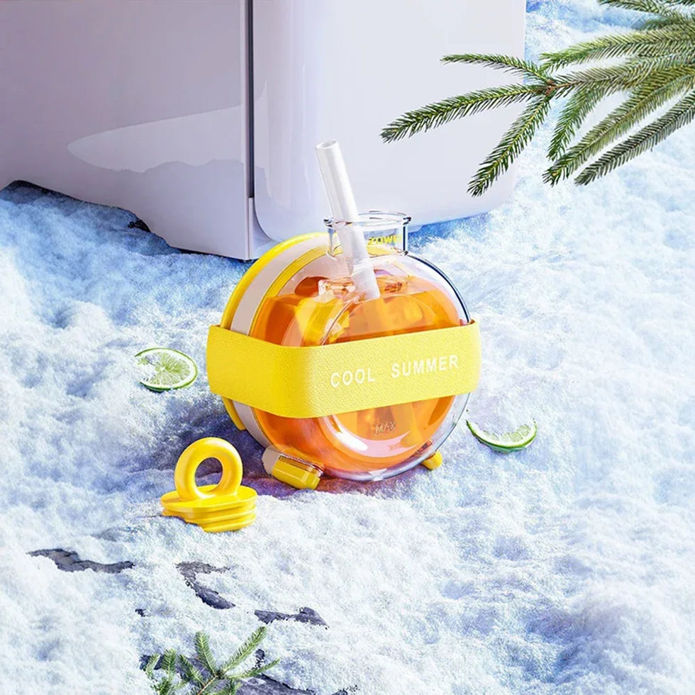 350ml Summer Dopamine Ice Lattice Straw Cup – Creative Cooling Drink Bottle