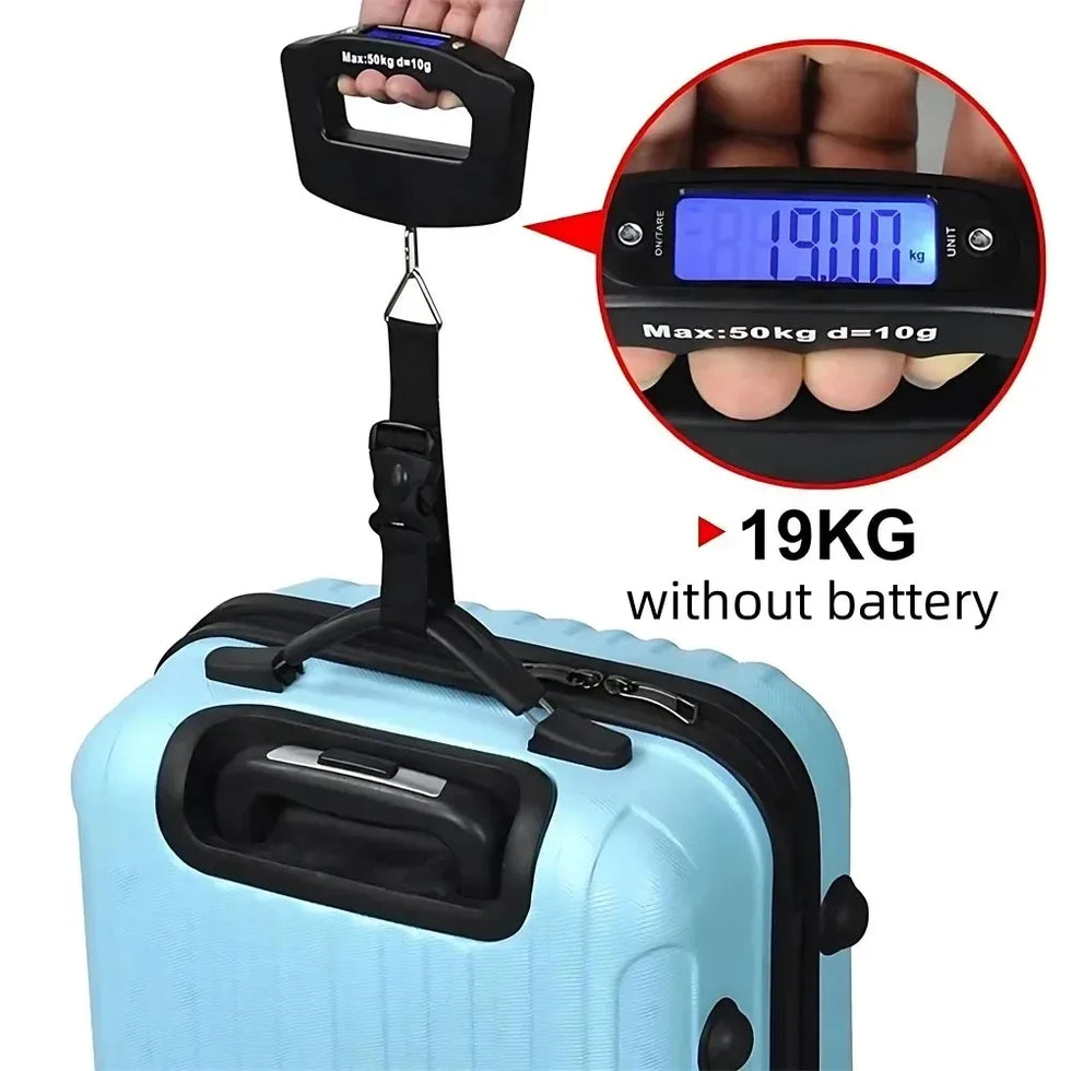 50kg/10g پورٹیبل سفری سامان کا پیمانہ - ڈیجیٹل ہینڈ ہیلڈ وزنی پیمانہ