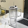 1pcs/2pcsLarge Capacity Glass Cup with Straw and Lid, Heat Resistant Coffee Mug, Office Water Bottle, Durable and Stylish Design