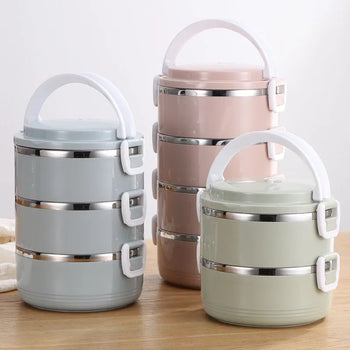 Portable stainless steel insulated picnic lunch box for outdoor camping