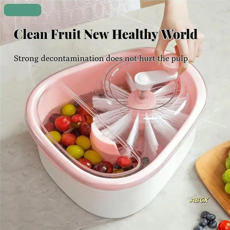 Hand wash free fruit washing tool with drain basket for kitchen use