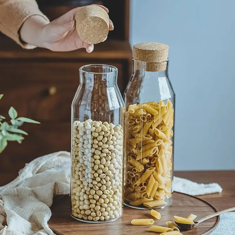 کارک لِڈ گلاس سٹوریج جار - کافی اور مسالا کنٹینر