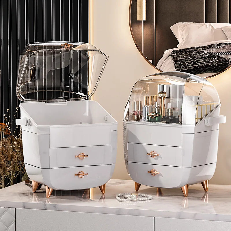Elite Desktop Makeup Organizer – Large Capacity & Dust-Proof Protection