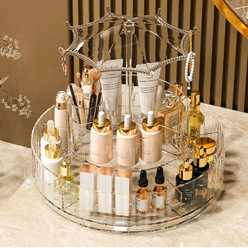 360° Rotating Umbrella Makeup Organizer – Multi-Layer Storage - Clarify.pk