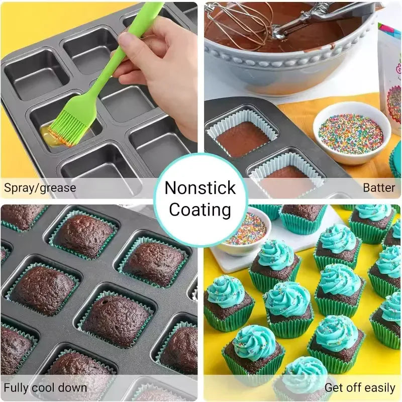 Square Cavity Baking Tray – Non-Stick Mini Muffin & Brownie Pan