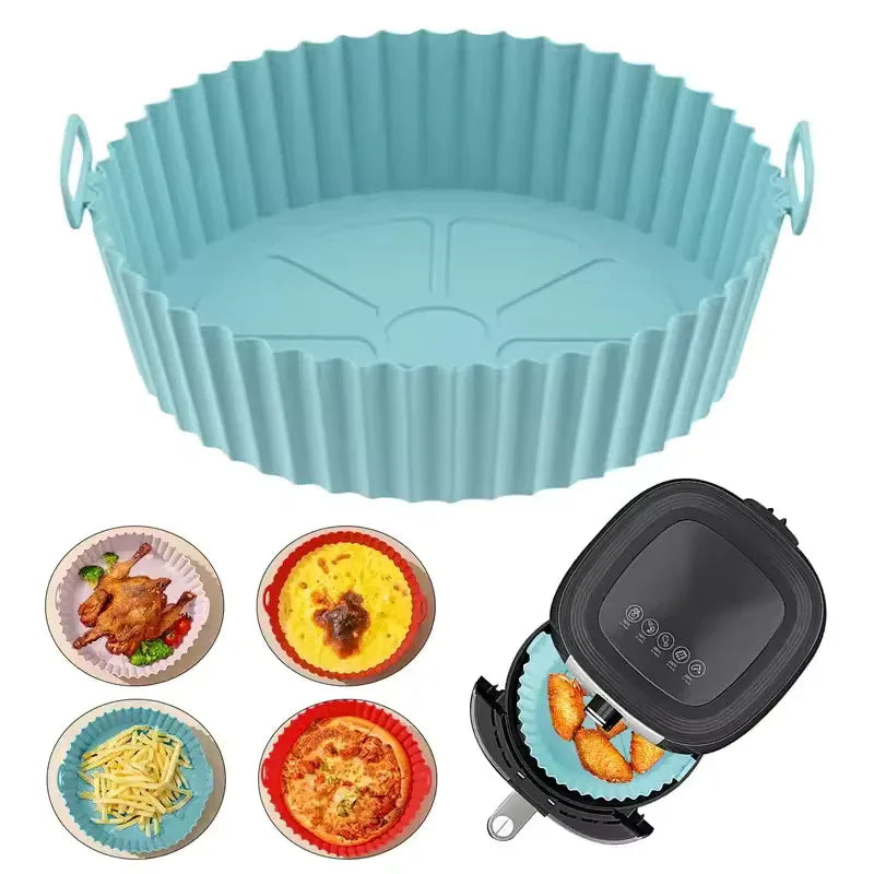Silicone Air Fryer Basket Liner – Reusable Pot Tray & Baking Mold (Random) - Clarify.pk