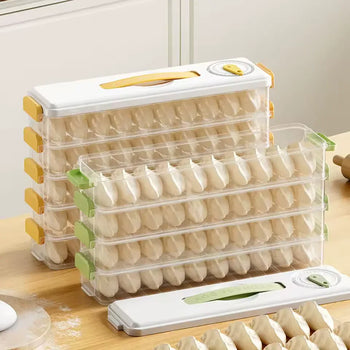 3-Layer Dumpling Storage Box – Fresh Food Freezer Tray with Cover - Clarify.pk