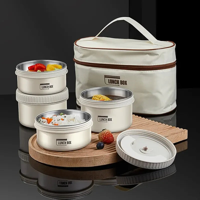 Portable Insulated Stainless Steel Bento Lunch Box Set With Bag - Clarify.pk