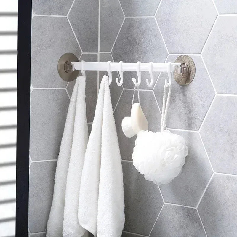 Suction Cup Hook – 6-Row Wall Hanger for Kitchen & Bathroom