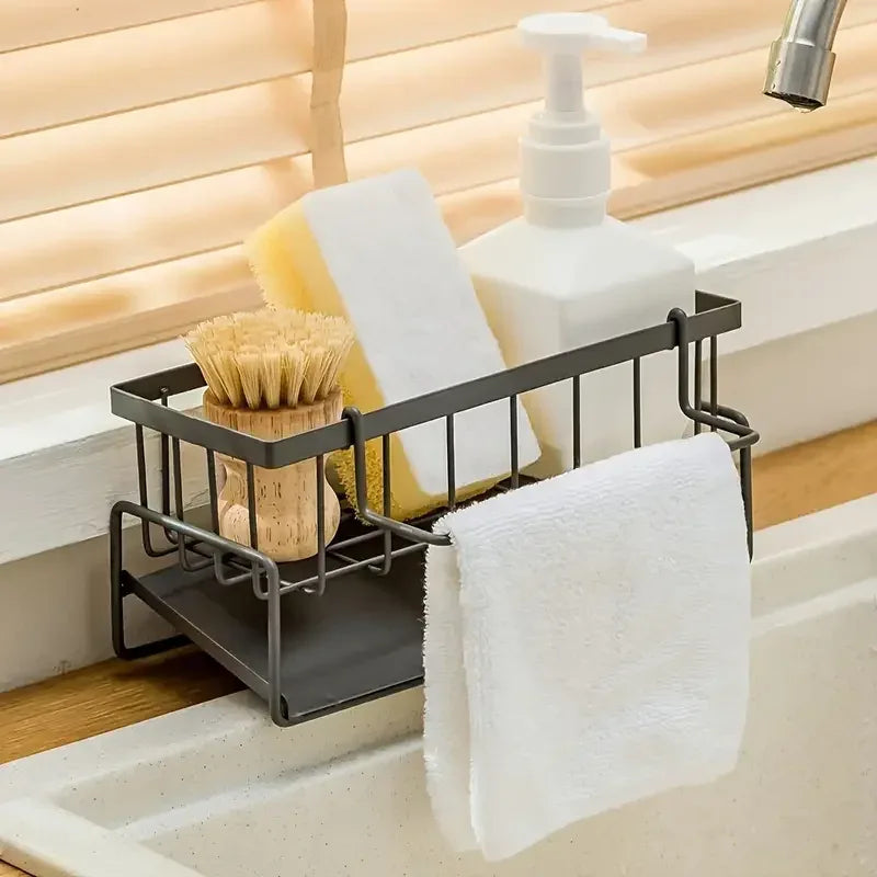 Punch-Free Kitchen Sink Storage Rack – Faucet Sponge Holder - Clarify.pk