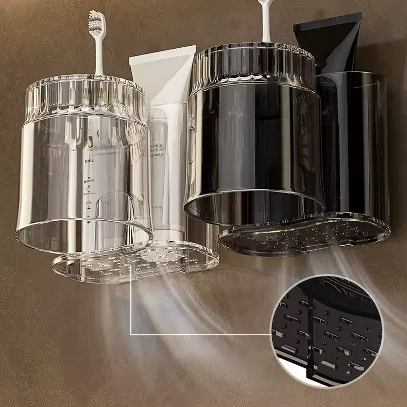 Wall-Mounted Toothbrush Holder with Cup – Bathroom Organizer - Clarify.pk