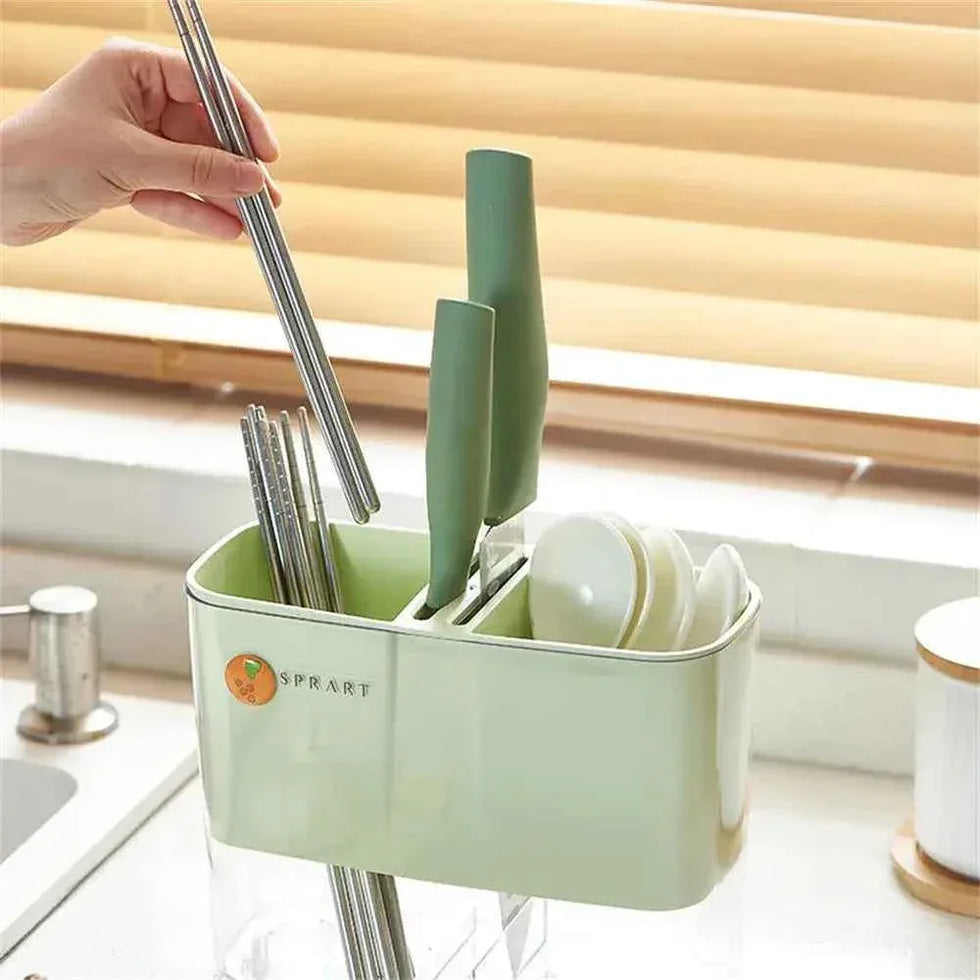 Chopsticks Storage Rack Multifunctional Detachable Drainage Tray Large Storage Box for Kitchen