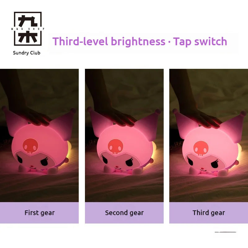 Kuromi Lying Posture Patting Lamp Bedside Cartoon Desktop Night Light Decoration Girl Birthday Gift Kids Toy Anime Peripherals