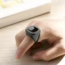 Diamond LED Smart Zikr Ring – Luxury Rechargeable Digital Tasbih with Crystal Arch Stand ZZ