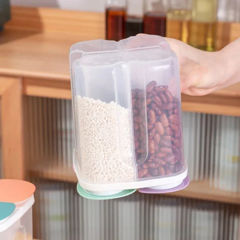 4 Grids Kitchen Cereal Storage Box – Airtight Food Container - Clarify.pk