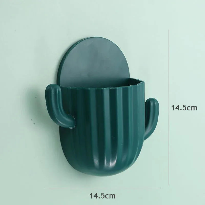 Cactus Wall Toothbrush Holder – Self-Adhesive Bathroom Organizer