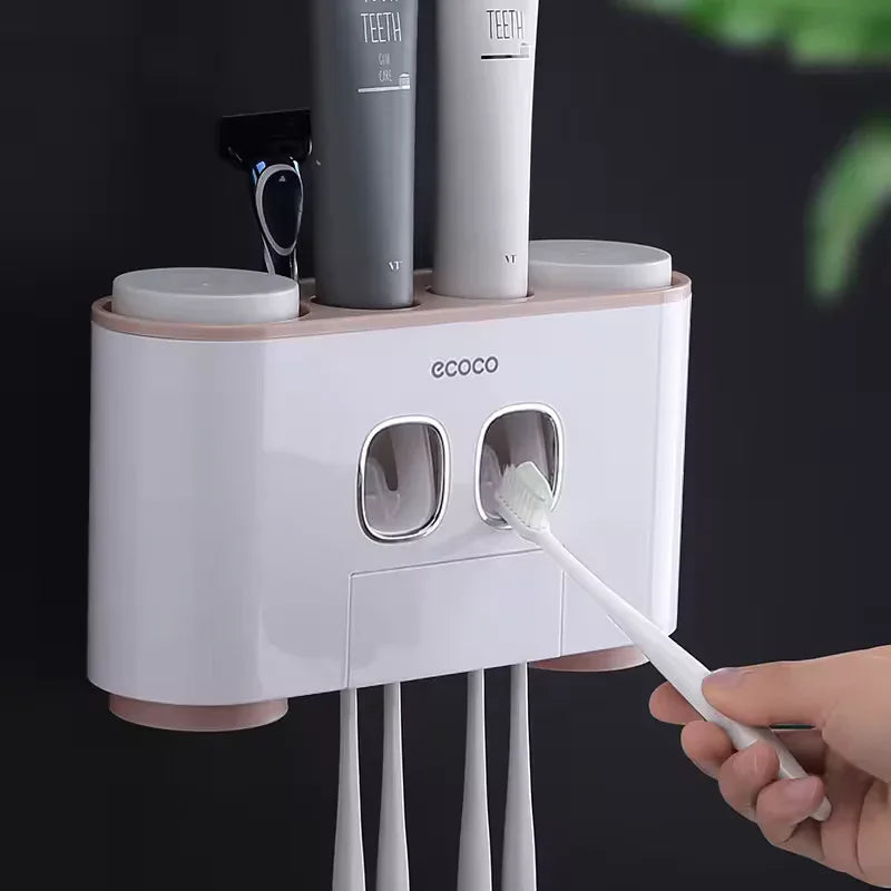 Automatic Toothpaste Dispenser Set – Toothbrush Holder with Cups