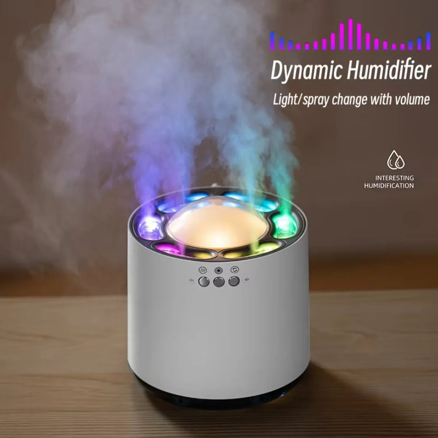 Round LED Humidifier with Music Sync & Aroma Mist - Clarify.pk