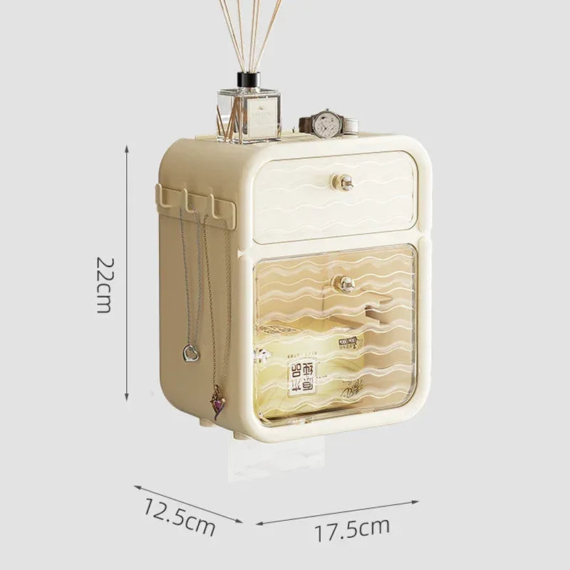 Wall Mounted Toilet Paper Holder with Storage Drawer