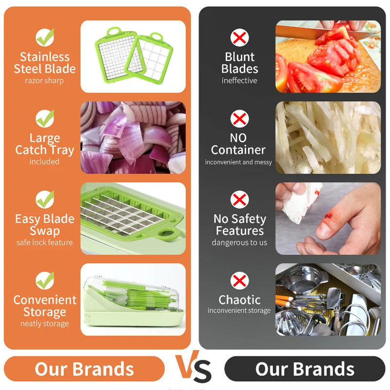 14/16 in 1 Multifunctional Vegetable Chopper Handle Food Grate Food Chopper Vegetable Slicer Dicer Cut Kitchen Items cocina