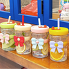 400ml Bow Glass Straw Cup – Leak-Proof Heat Resistant Mug
