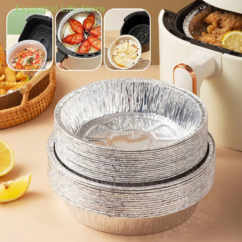 Aluminum Foil Round Disposable Plate Set - Pack of 10