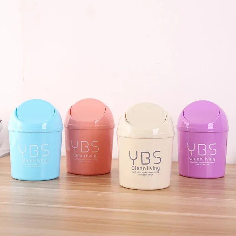 Mini Desktop Trash Can with Shake Cover – Plastic Dustbin for Home & Office