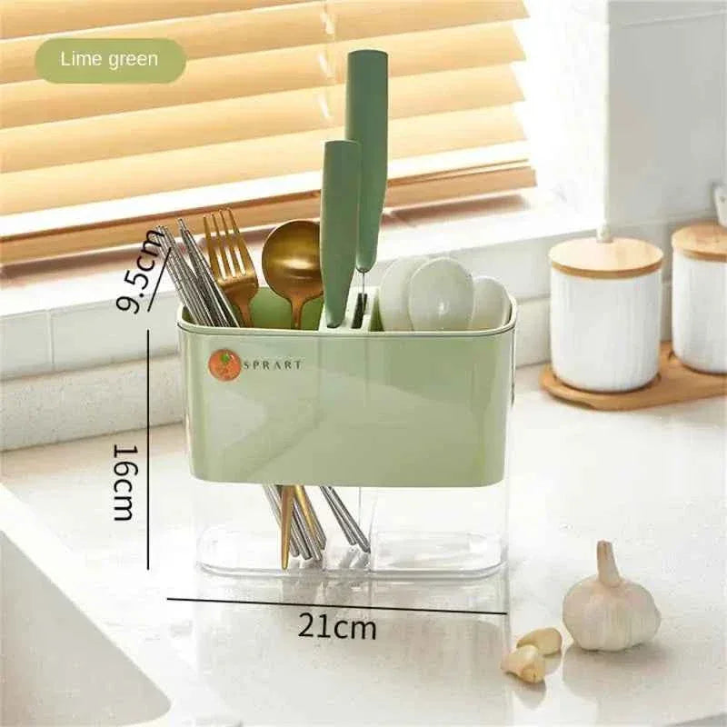 Chopsticks Storage Rack Multifunctional Detachable Drainage Tray Large Storage Box for Kitchen - Clarify.pk
