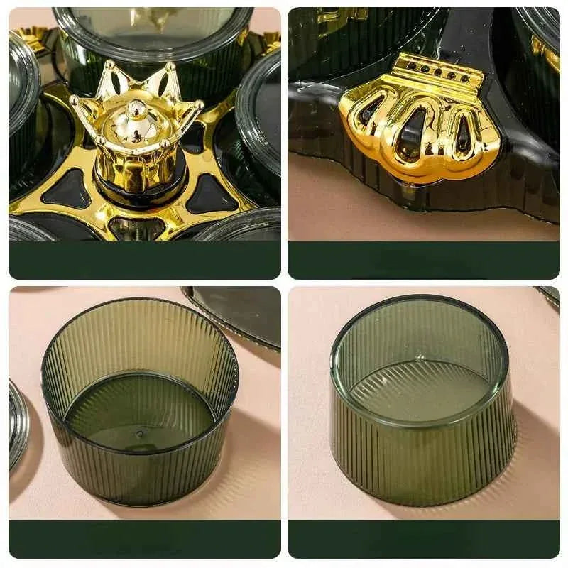 Rotating Snack Organizer - 5 Section Fruit Plate for Easy Serving - Clarify.pk