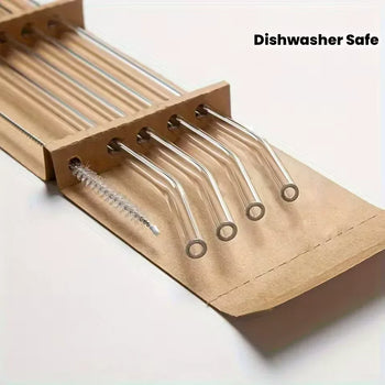 5pcs Reusable Glass Straw Set with Cleaning Brush - Clarify.pk