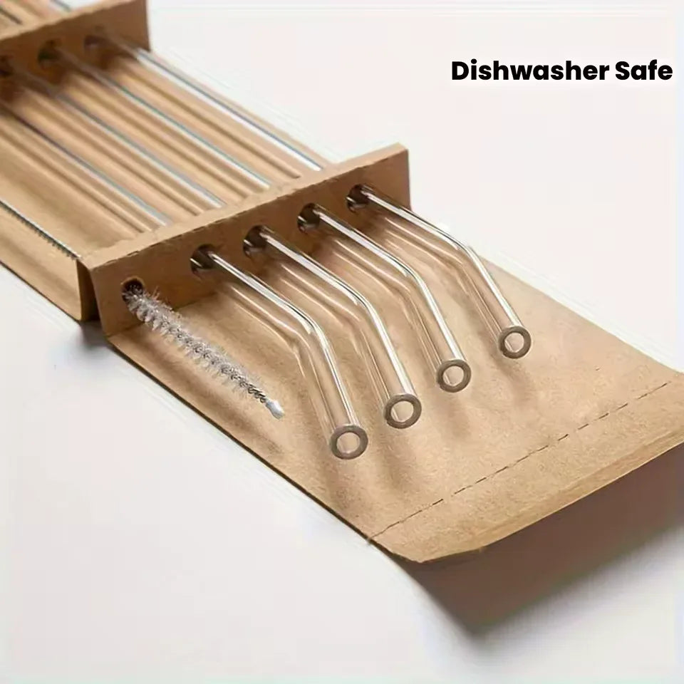 5pcs Reusable Glass Straw Set with Cleaning Brush - Clarify.pk