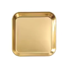 Luxury Square Stainless Steel Serving Plate (14cm) – Premium Matte Gold Appetizer