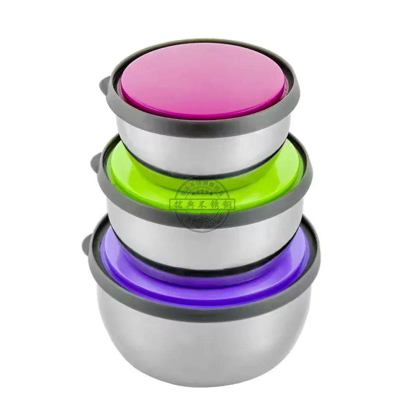 3-Piece Stainless Steel Preserve Bowls Set – Food Containers with Lids - Clarify.pk