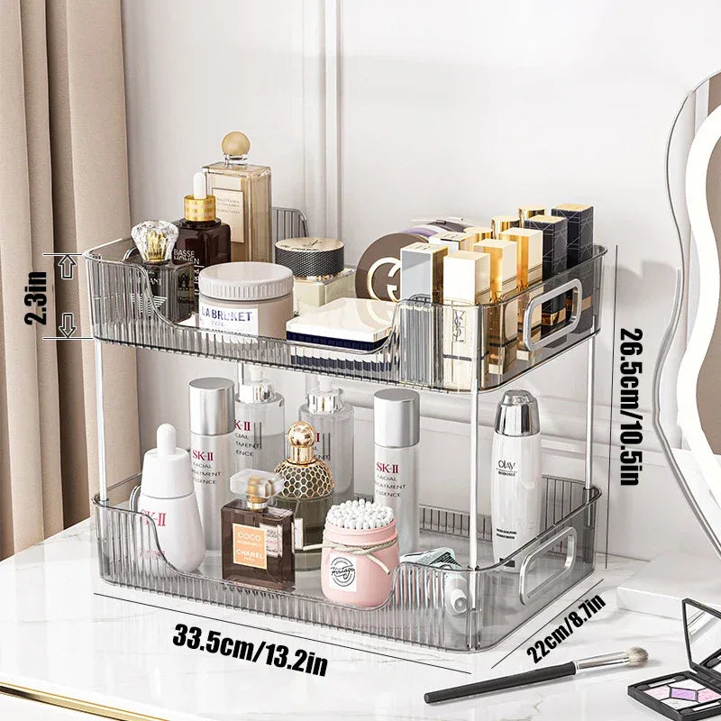 Acrylic Bathroom Makeup Organizer Shelf – Large Capacity - Clarify.pk