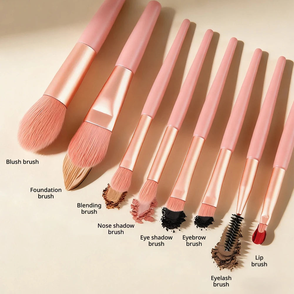 8Pcs Makeup Brush Set – Travel-Ready, Soft Synthetic Bristles