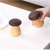 Mushroom-Style Wooden Salt & Pepper Shaker Dispenser