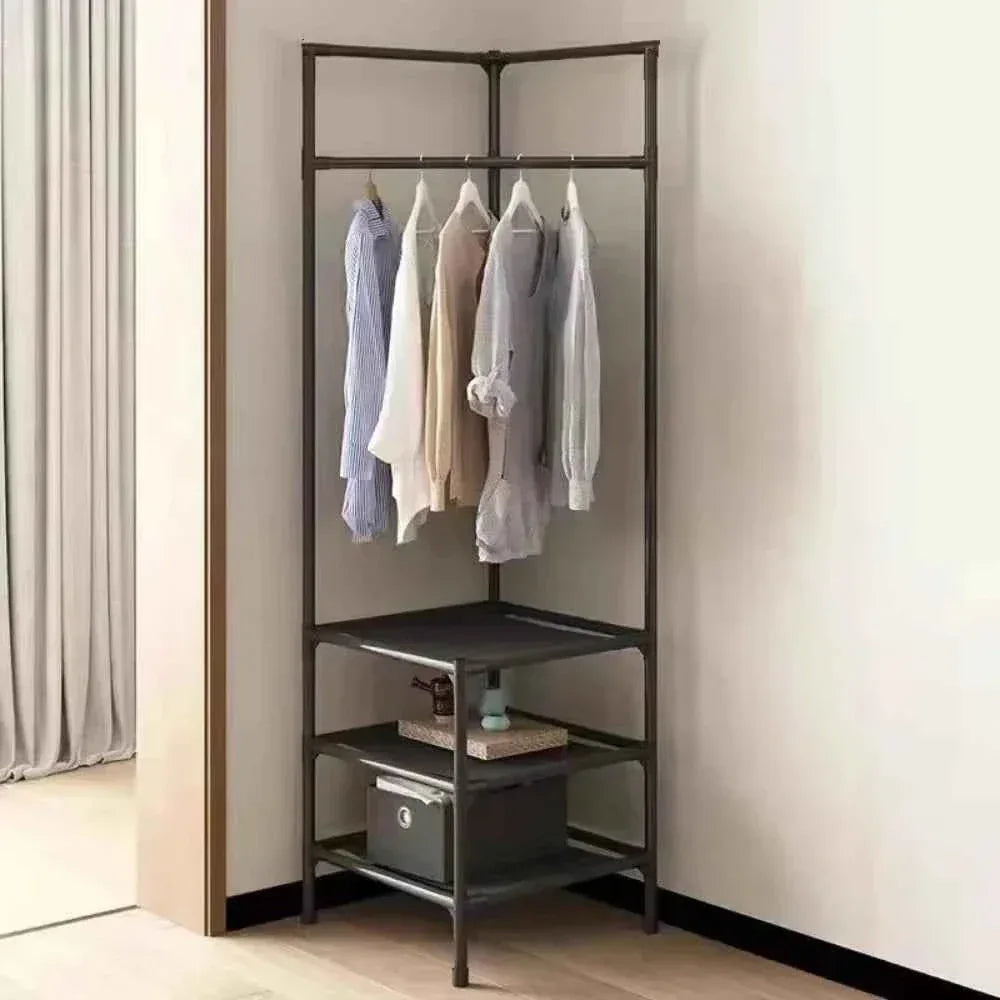 Bedroom Corner Clothes Rack - Multi-Layer Stand Hanger for Clothes and Coats Storage - Clarify.pk