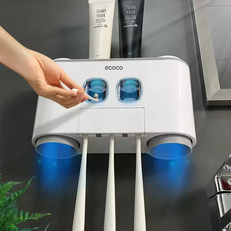 Automatic Toothpaste Dispenser Set – Toothbrush Holder with Cups
