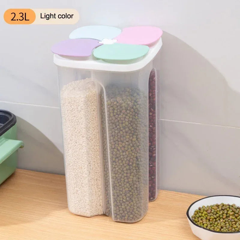 4 Grids Kitchen Cereal Storage Box – Airtight Food Container - Clarify.pk
